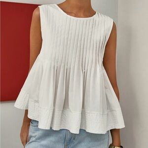 Pleated Peplum Sleeveless Blouse